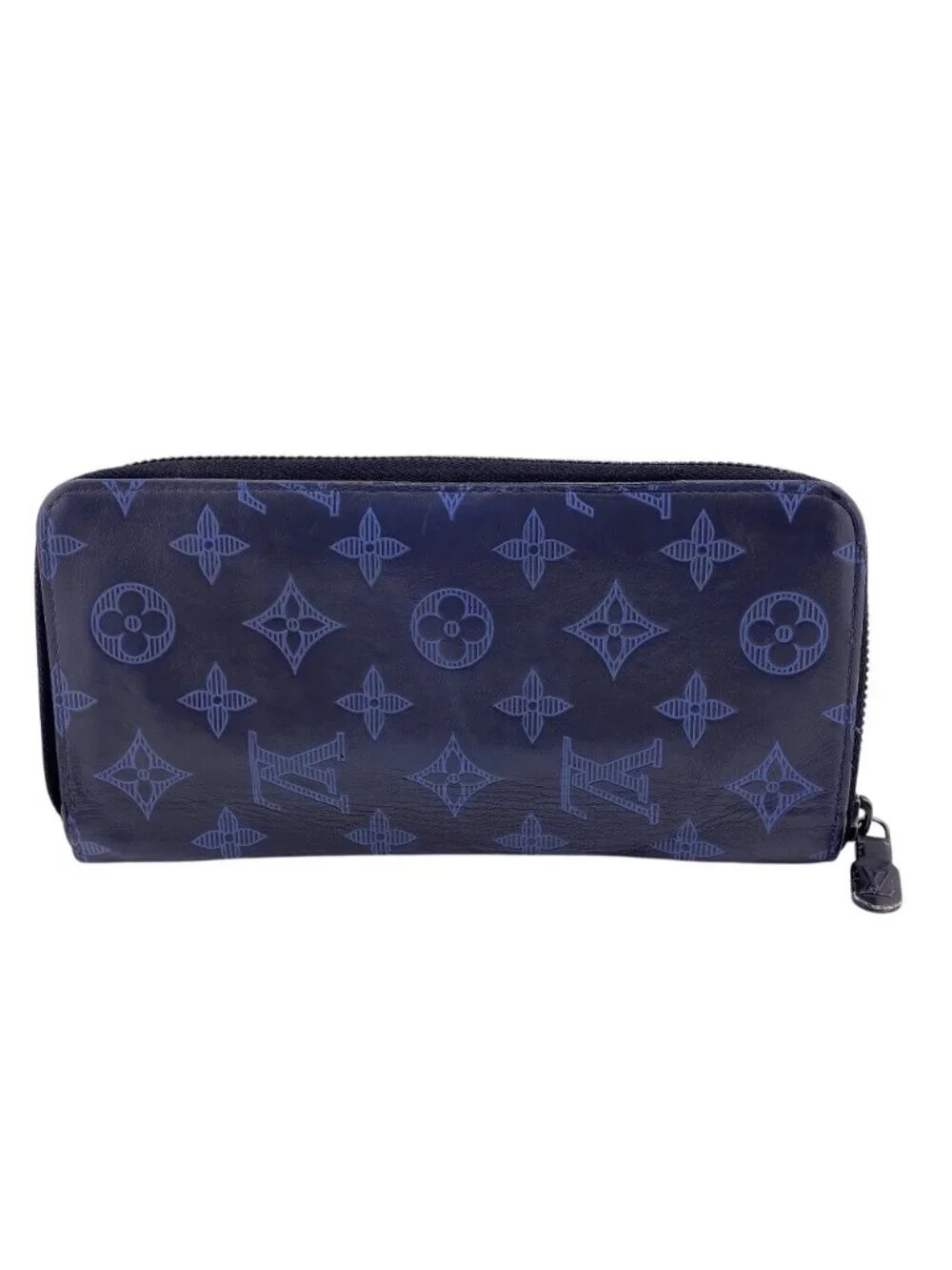 Louis Vuitton Wallet Vertical Zippy Monogram Card Holder Coin Purse Navy